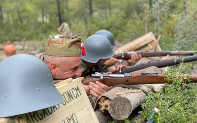 Recreació de la batalla de l'Ebre, durant el documental/ Cedida David Serrano